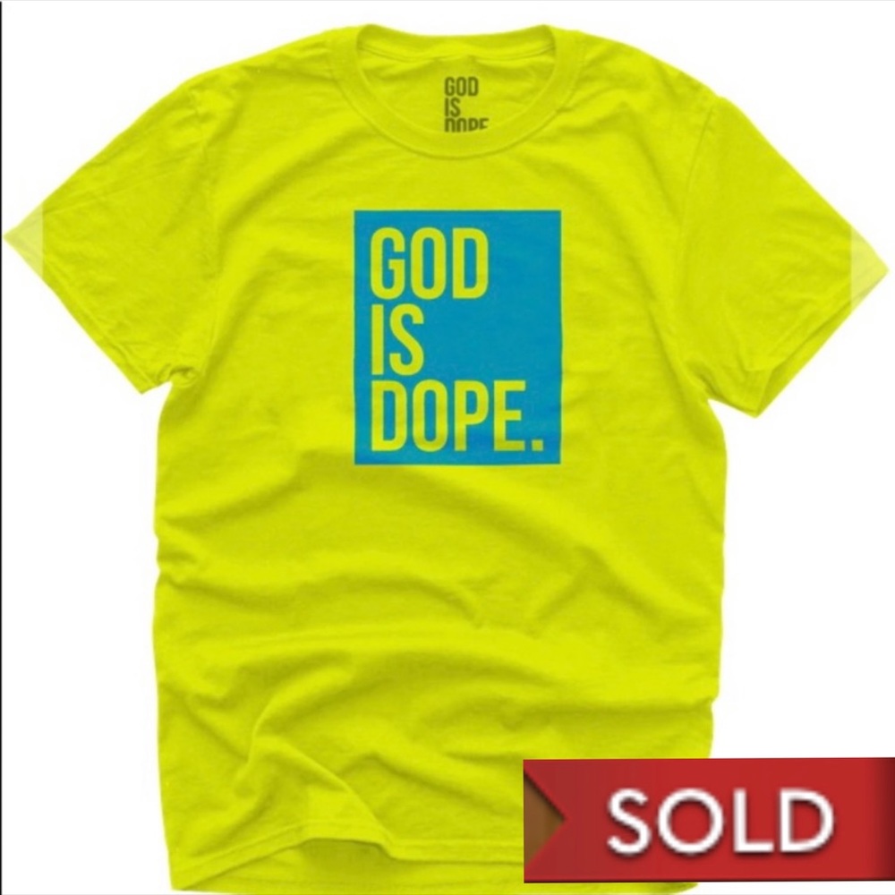Highlighter Blue/Yellow God is Dope Crewneck Tee